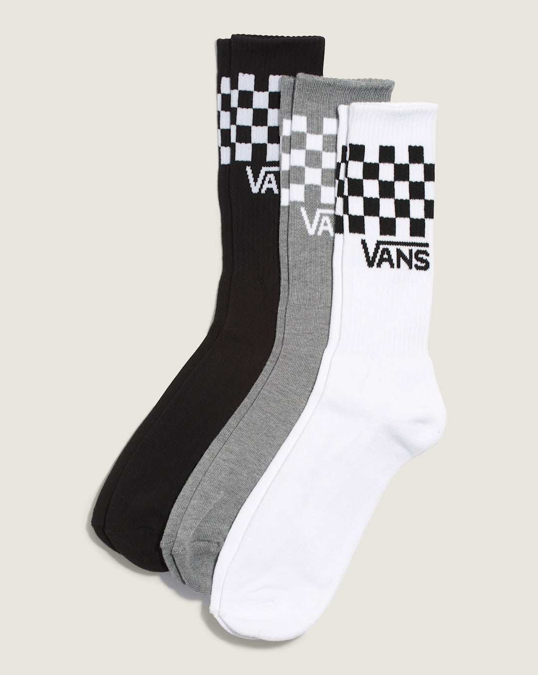 Vans Classic Check Crew Socks 3-Pack in Checkerboard Black / White