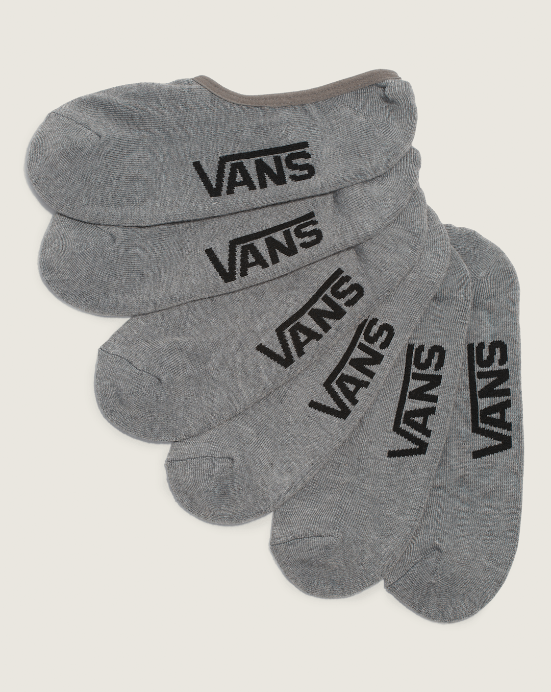 Vans Classic No Show Socks 3-Pack in Heather Grey