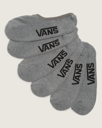 Vans Classic No Show Socks 3-Pack in Heather Grey