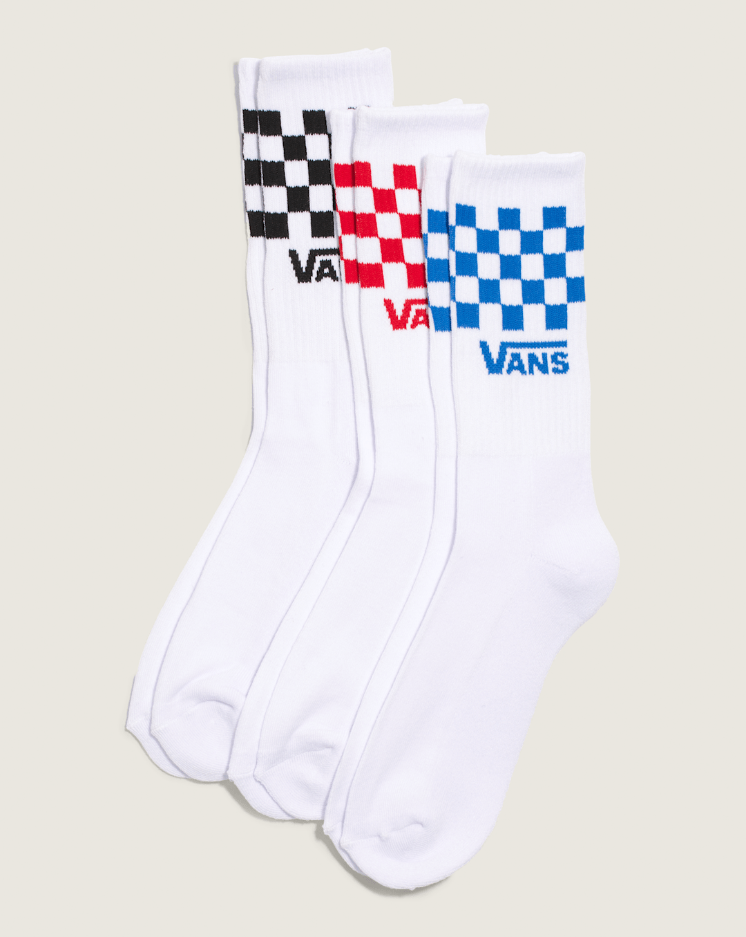 Vans Classic Check Crew Socks 3-Pack in Checkerboard White