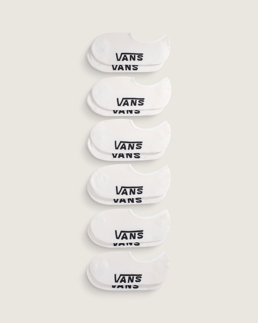 Vans Classic No Show Socks 6-Pack in White