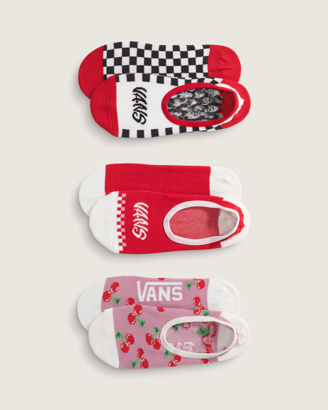 Vans Printed Canoodle Socks 3-Pack in Racing Red