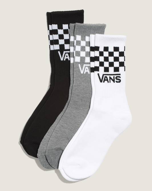 Vans Kids Checkerboard Classic Check Crew Socks in Black / White