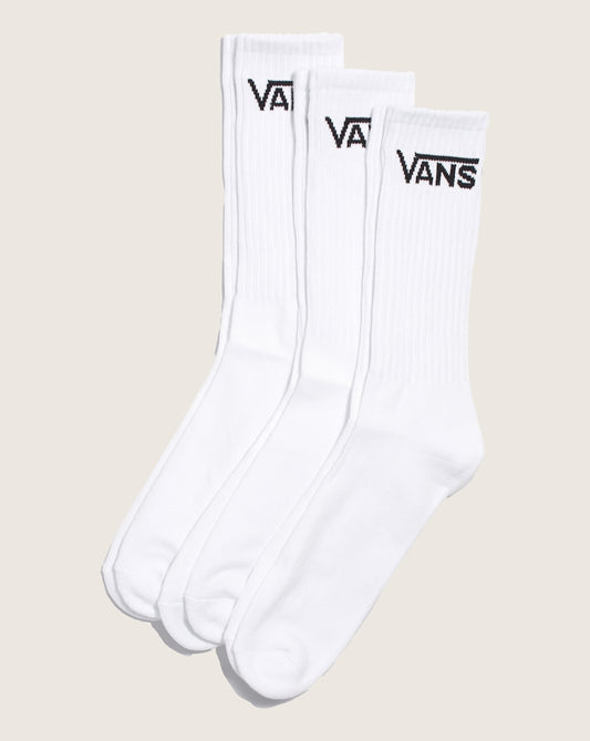 Vans Kids Classic Crew Socks 3-Pack in White