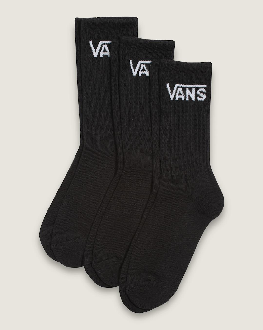 Vans Kids Classic Crew Socks 3-Pack in Black