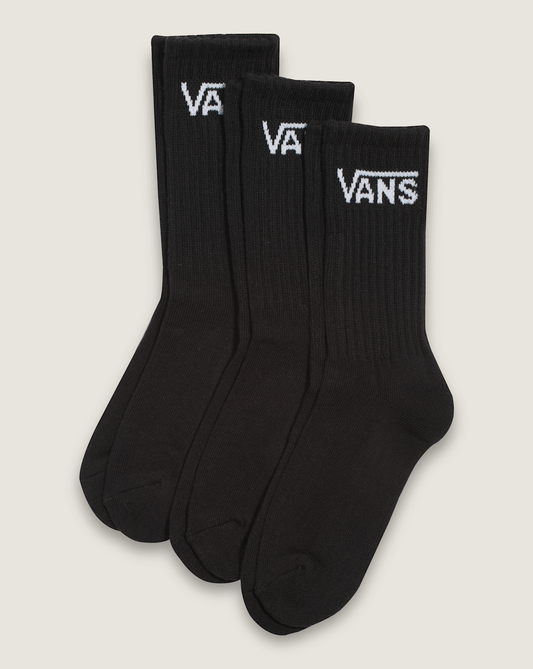 Vans Kids Classic Crew Socks 3-Pack in Black