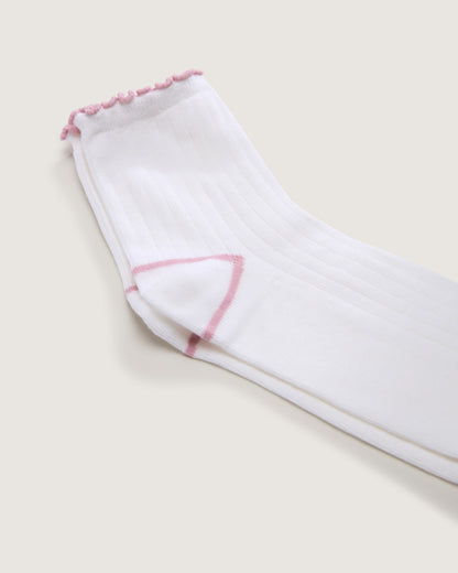 Vans Lettuce Have It Half Crew Socks in White / Pink