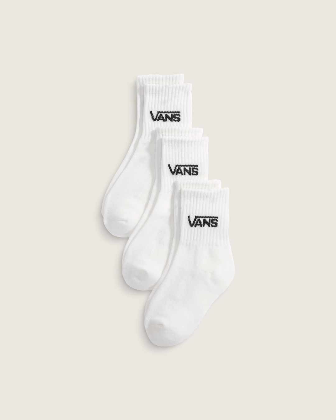 Vans Kids Classic Crew Socks 3-Pack in White
