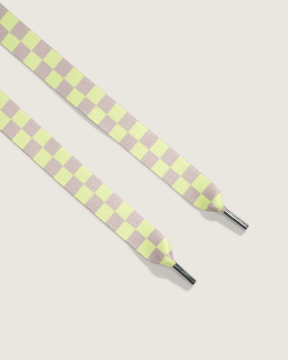Vans Waffle Shop Checker Shoelace in Yellow / Beige