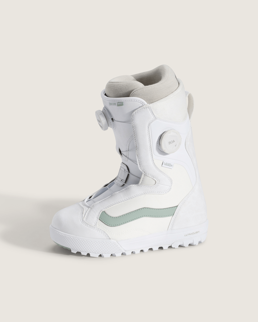Vans Women's Encore Pro Snowboard Boot in White / Olive Grey