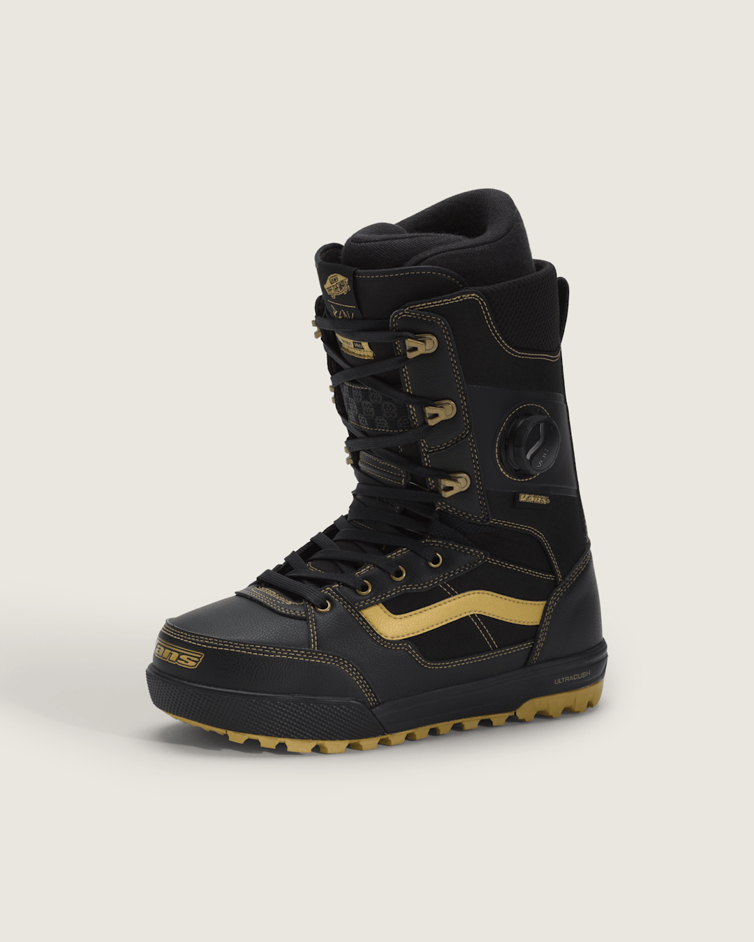 Vans Invado Pro X Rene Rinnekangas Snowboard Boot in Black / Gold Yellow