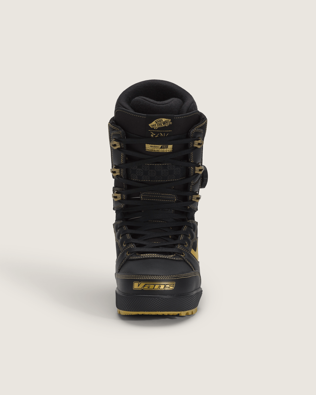 Vans Invado Pro X Rene Rinnekangas Snowboard Boot in Black / Gold Yellow