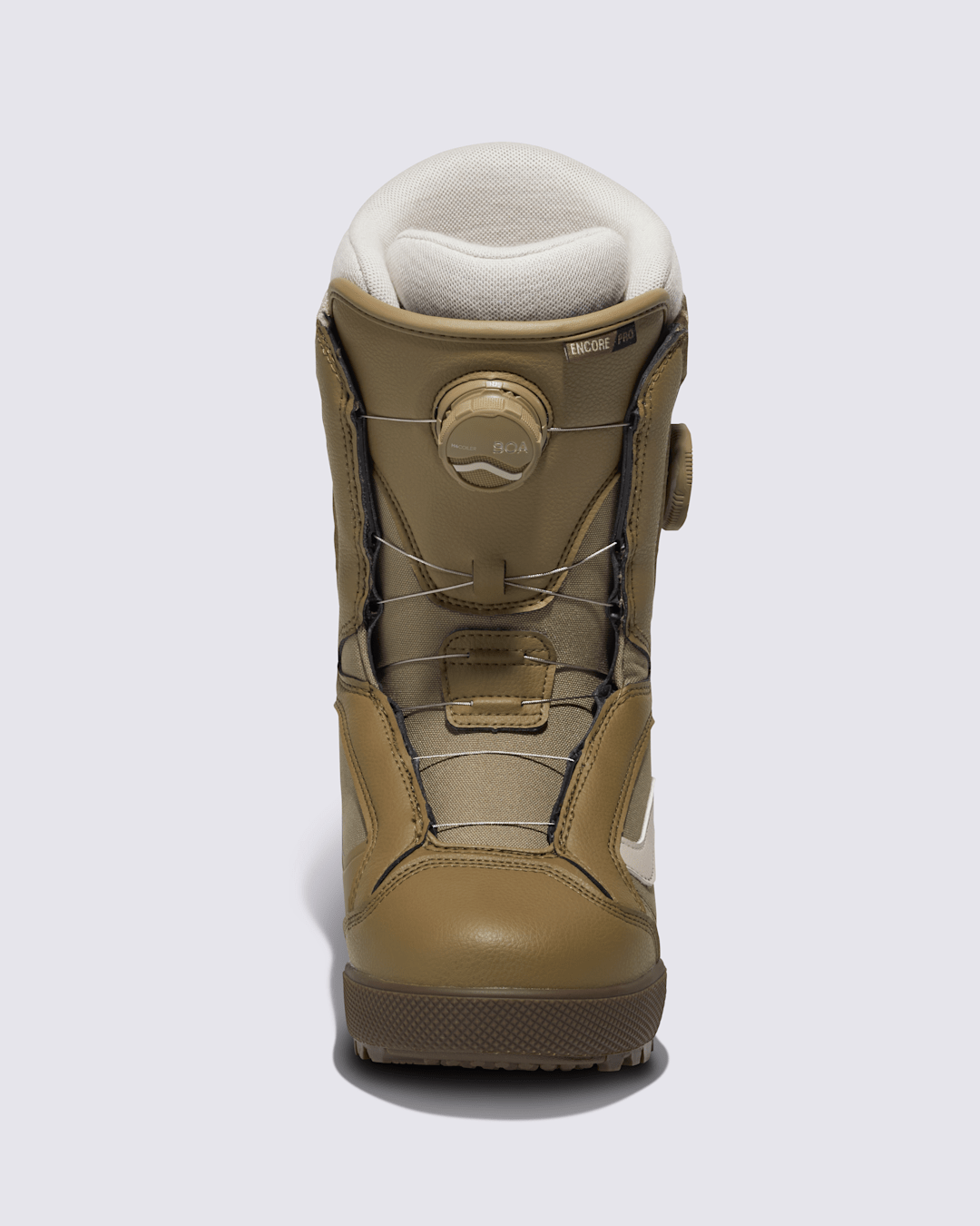 Vans Womens Encore Pro Snowboard Boot in Olive Green / Gum