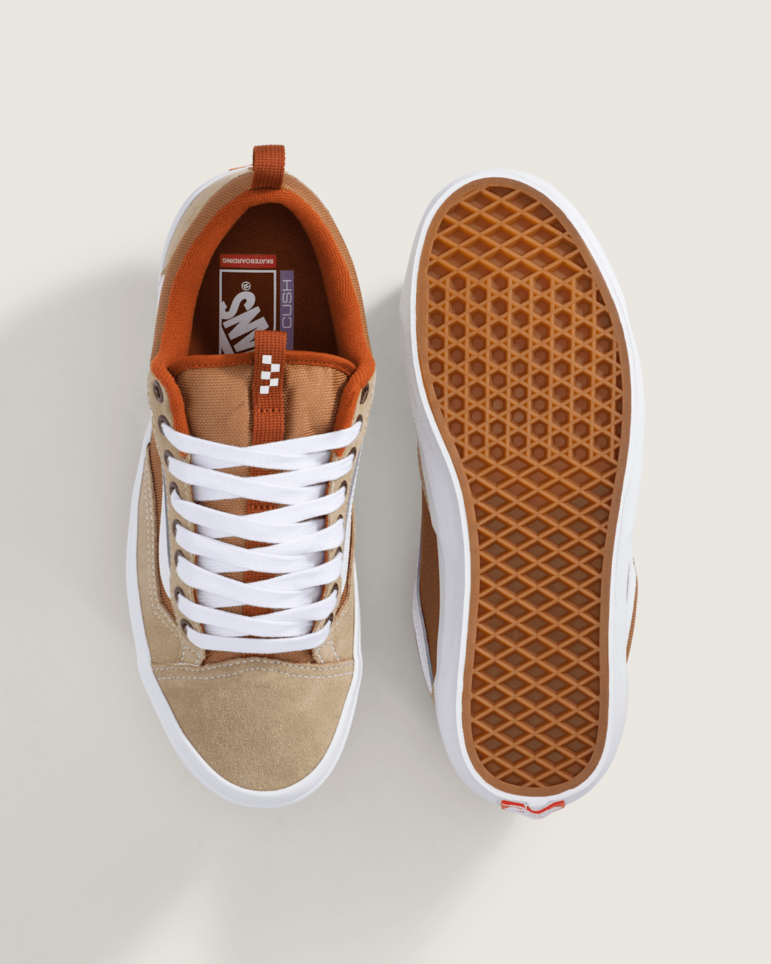 Vans Skate Old Skool 36+ Shoe in Khaki Brown / Burnt Orange