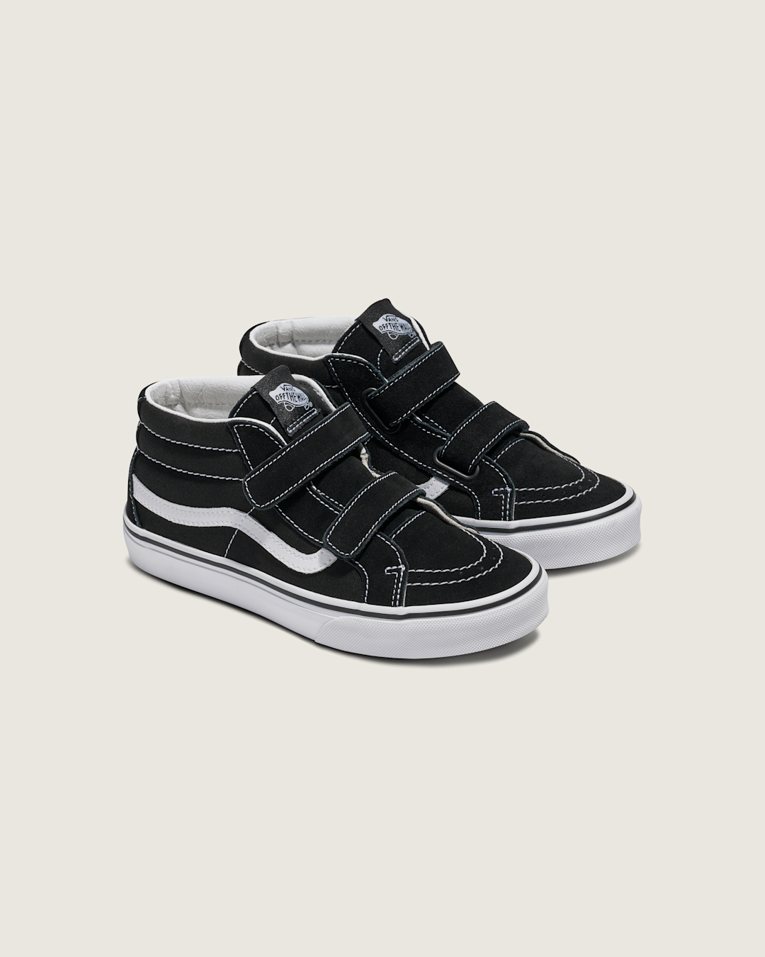 Vans Big Kids Sk8-Mid V Shoe in Black / True White