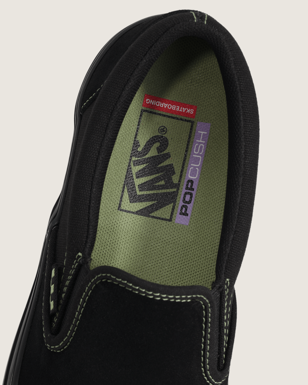 Vans Skate Slip-On Shoe in Black / Olive Green