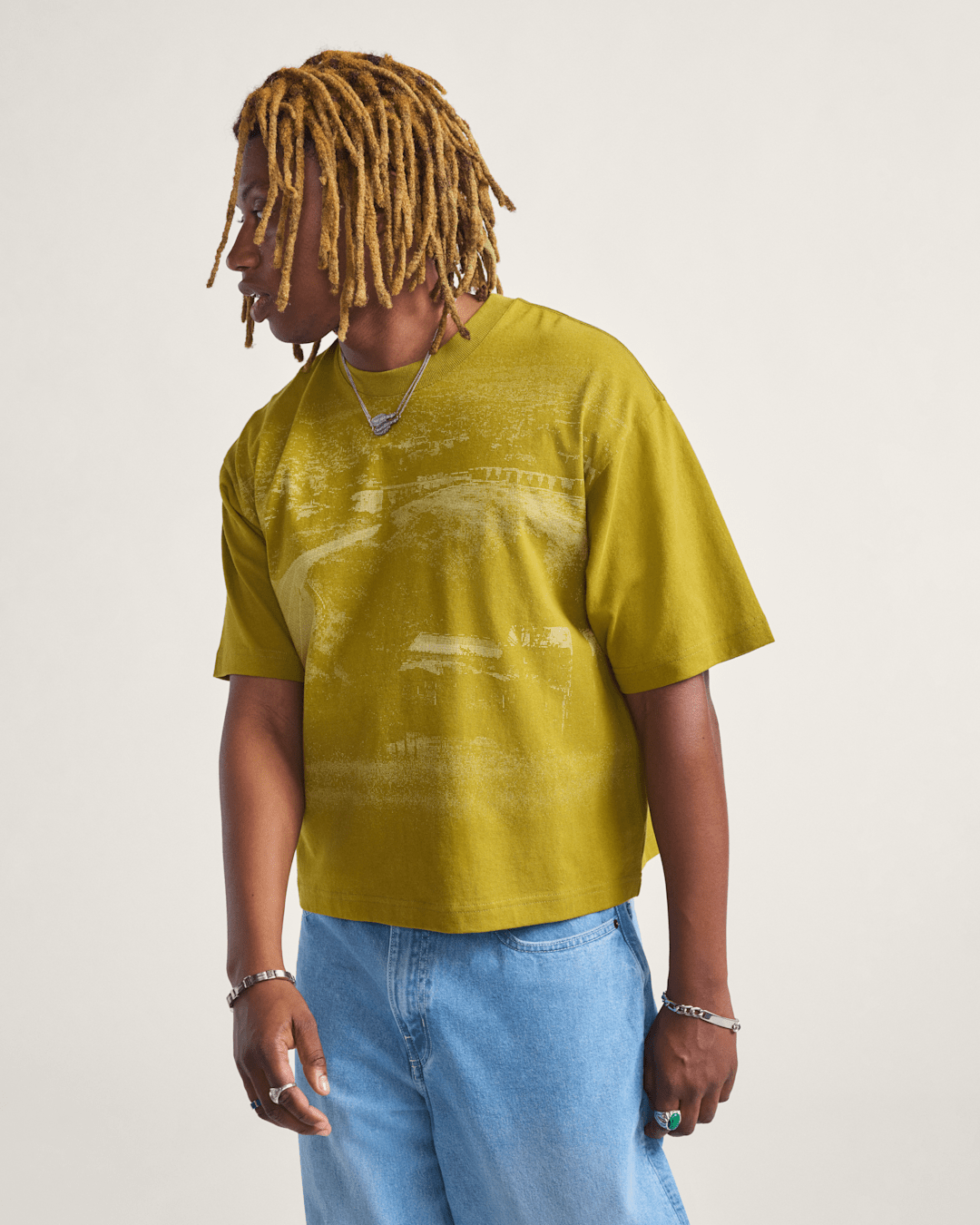 Vans Skate Hillz Bomb Short T-Shirt by Atiba Jefferson in Atiba Burnt Gold Yellow
