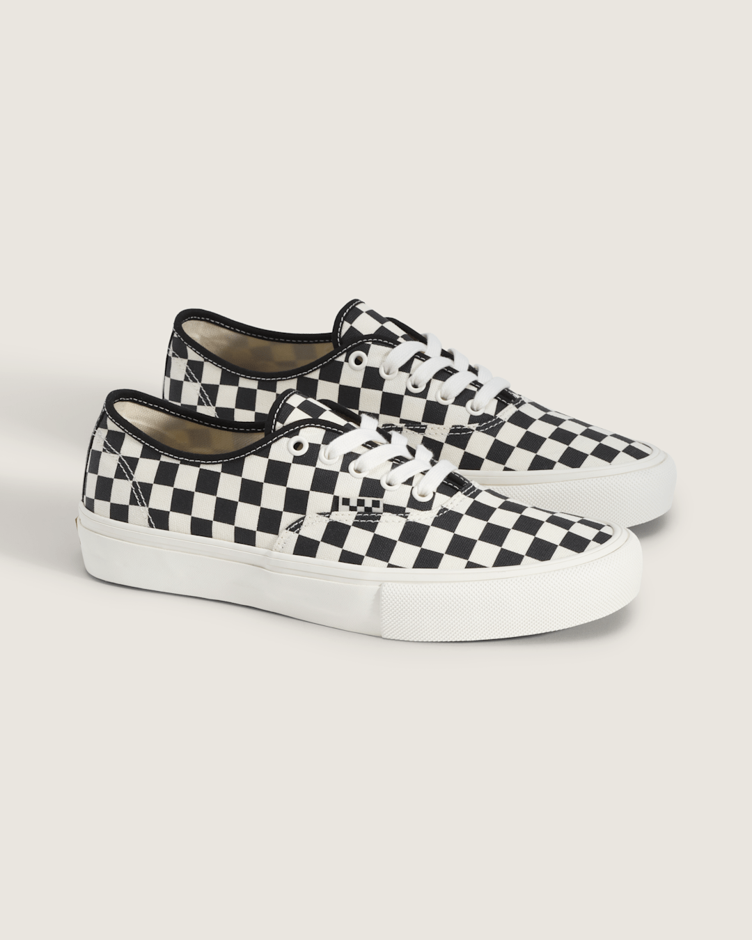 Vans Skate Authentic Checkerboard Shoe in Black / Marshmallow White