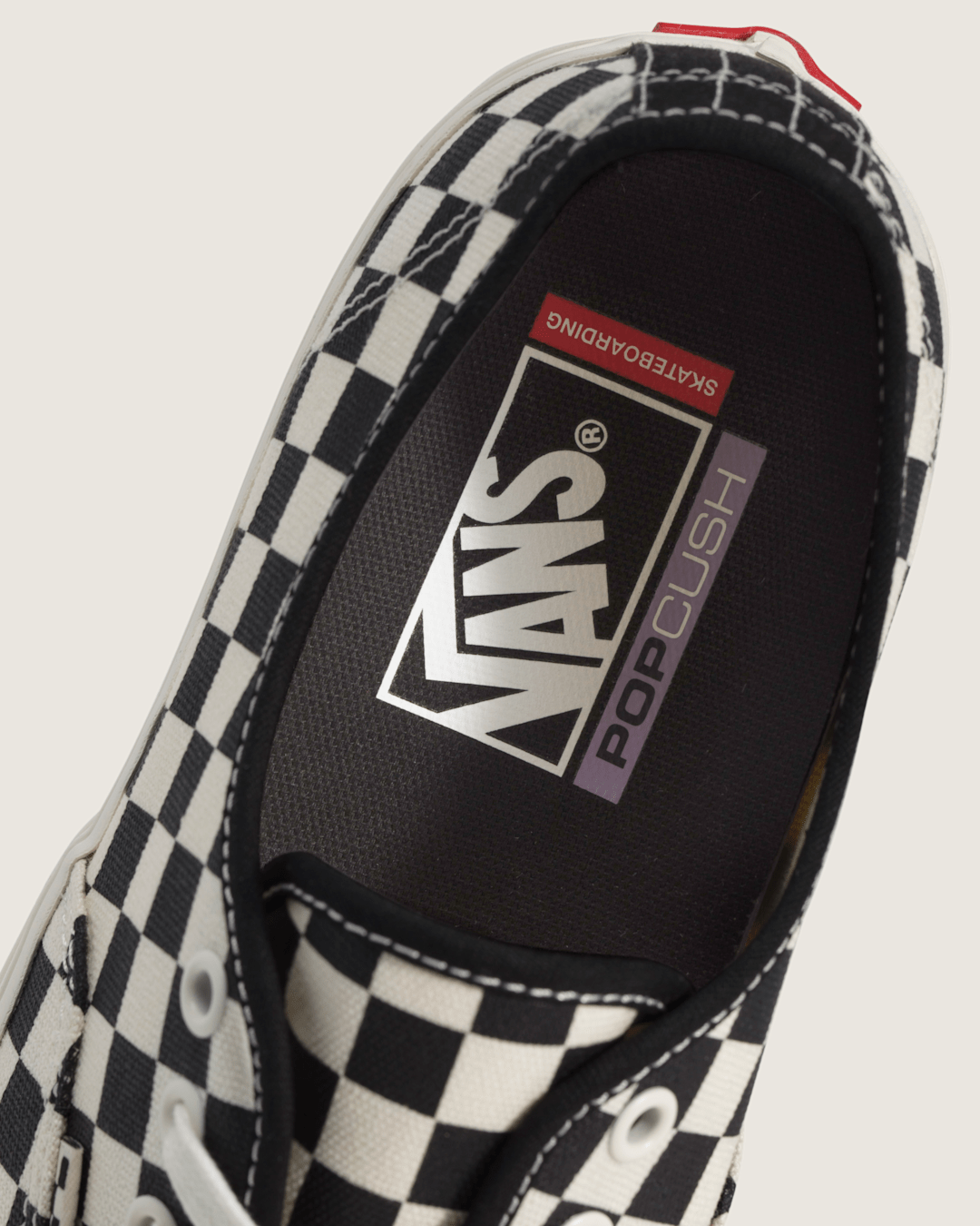 Vans Skate Authentic Checkerboard Shoe in Black / Marshmallow White