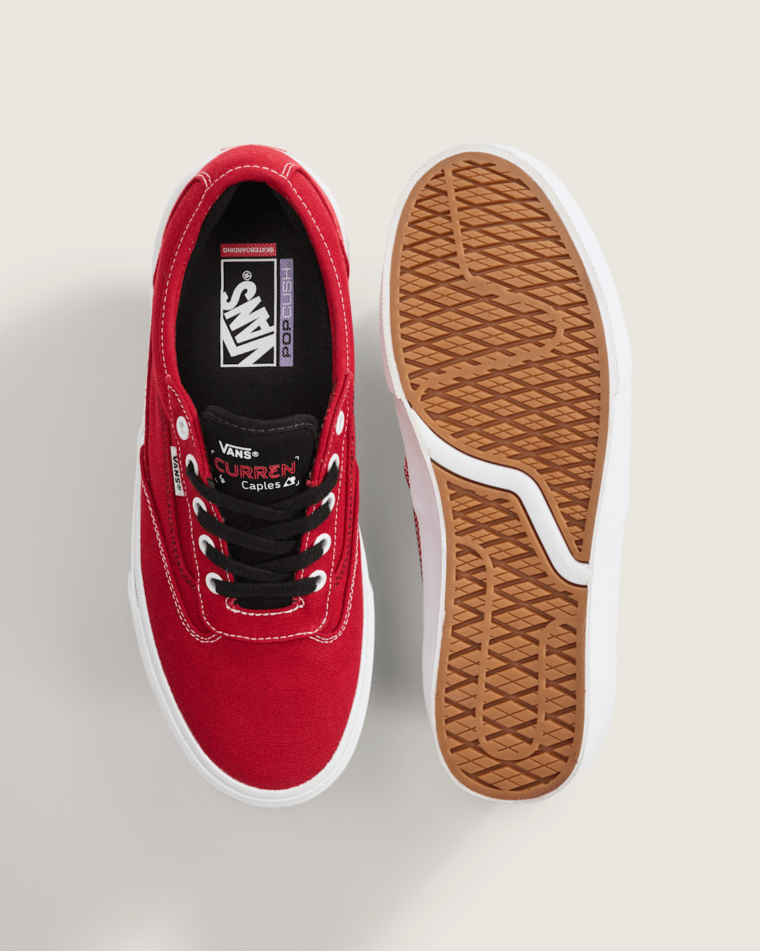 Vans Skate Curren Caples Shoe in Red / White