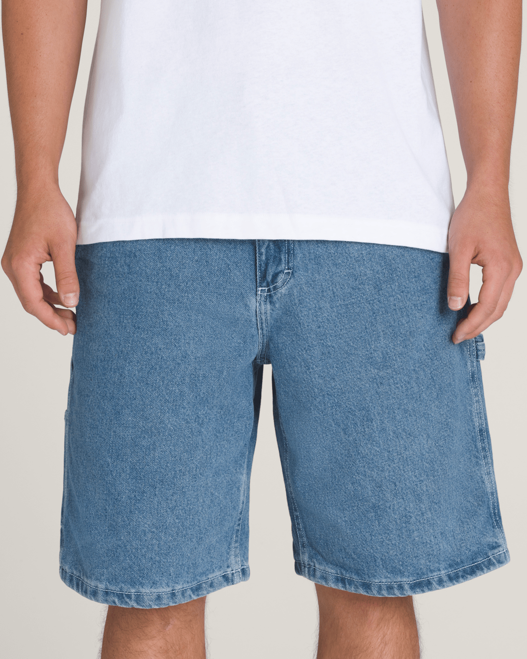 Vans Drill Chore Loose Denim Shorts in Stone Wash Blue