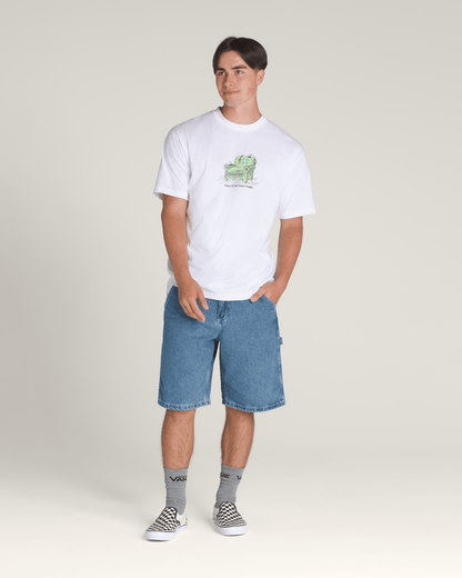 Vans Drill Chore Loose Denim Shorts in Stone Wash Blue