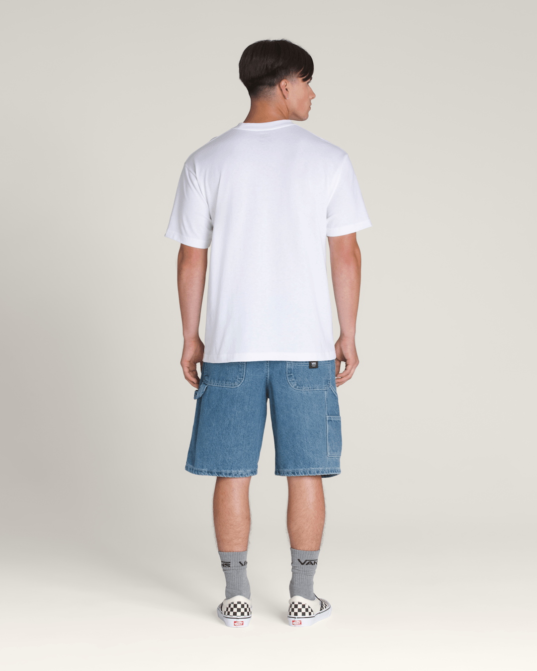 Vans Drill Chore Loose Denim Shorts in Stone Wash Blue