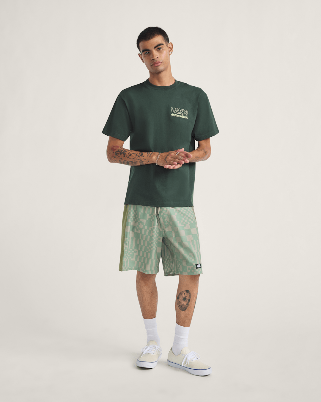 Vans Daily AOP Sideline Boardshorts in Grey Olive Green