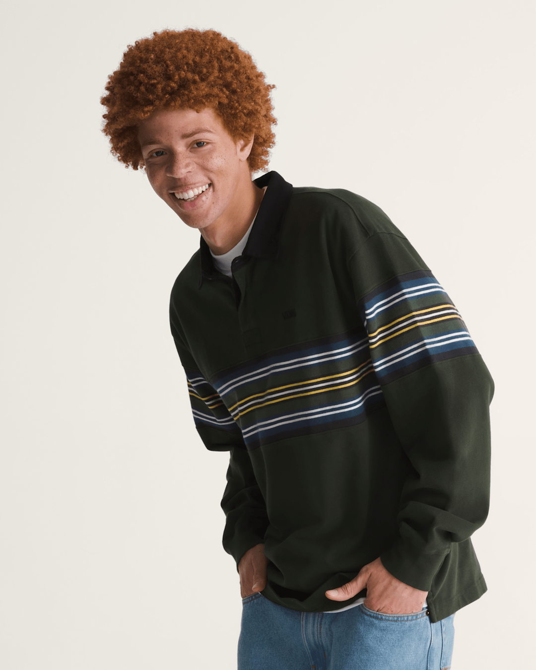Vans Surge Rugby Long Sleeve Shirt in Dried Kelp Green