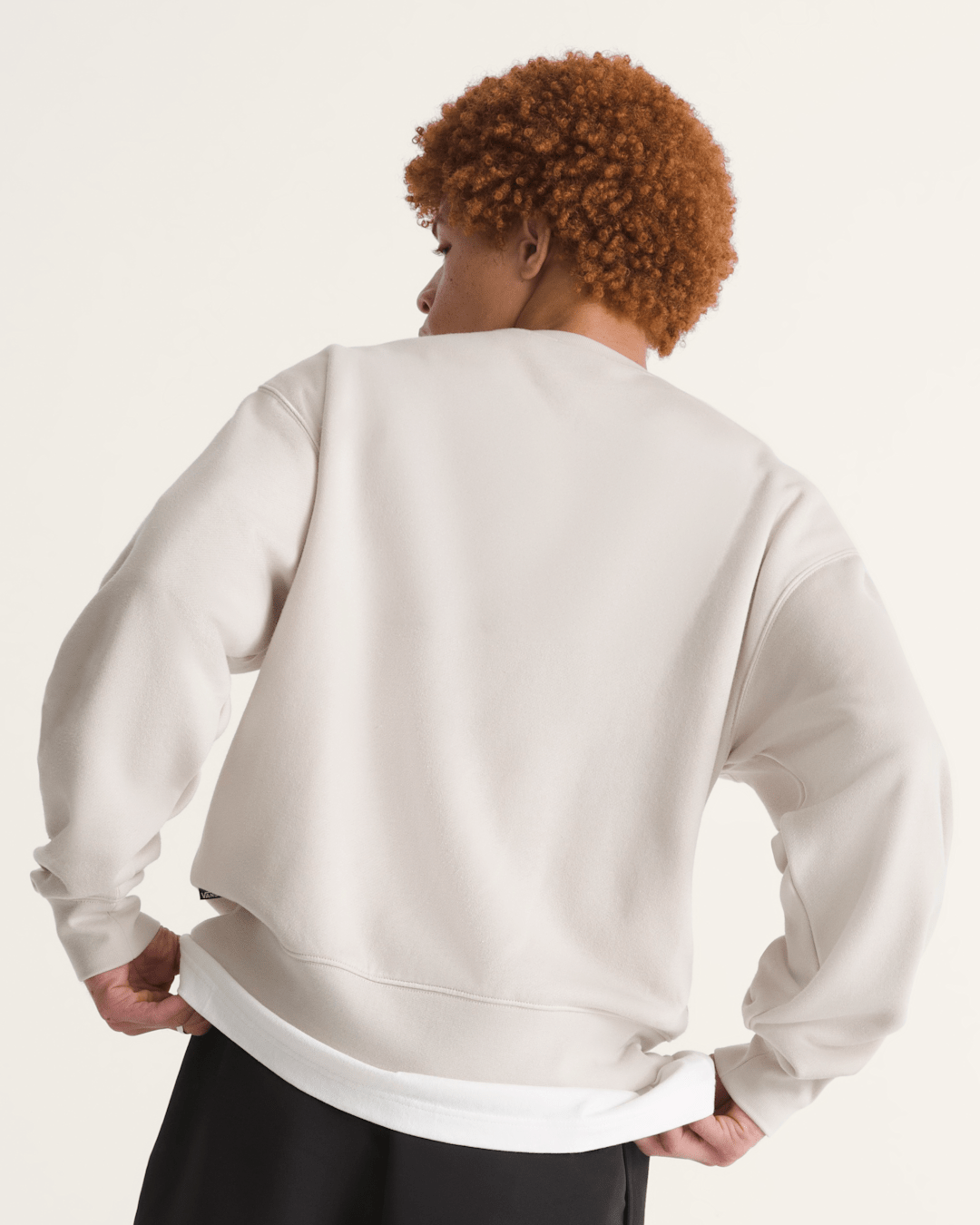 Vans Stretch Logo Crew Sweatshirt in Oatmeal Beige