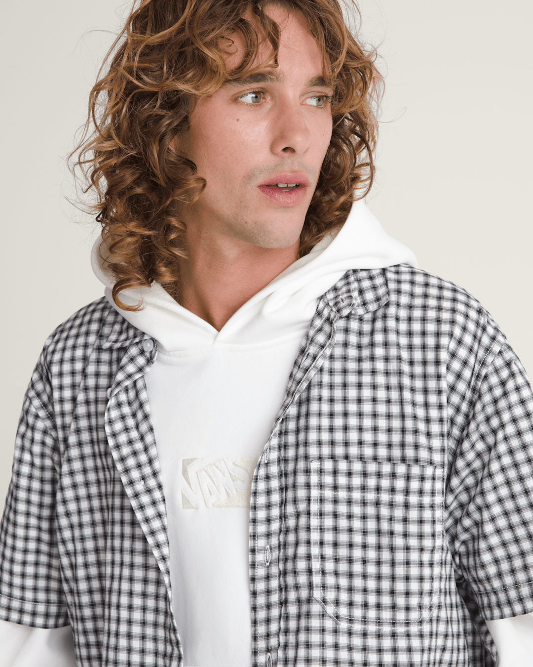 Vans Larkspur Mini Plaid Shirt in White / Black