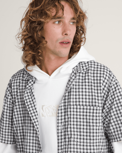 Vans Larkspur Mini Plaid Shirt in White / Black