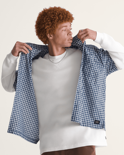 Vans Larkspur Mini Plaid Shirt in Deep Indigo Blue