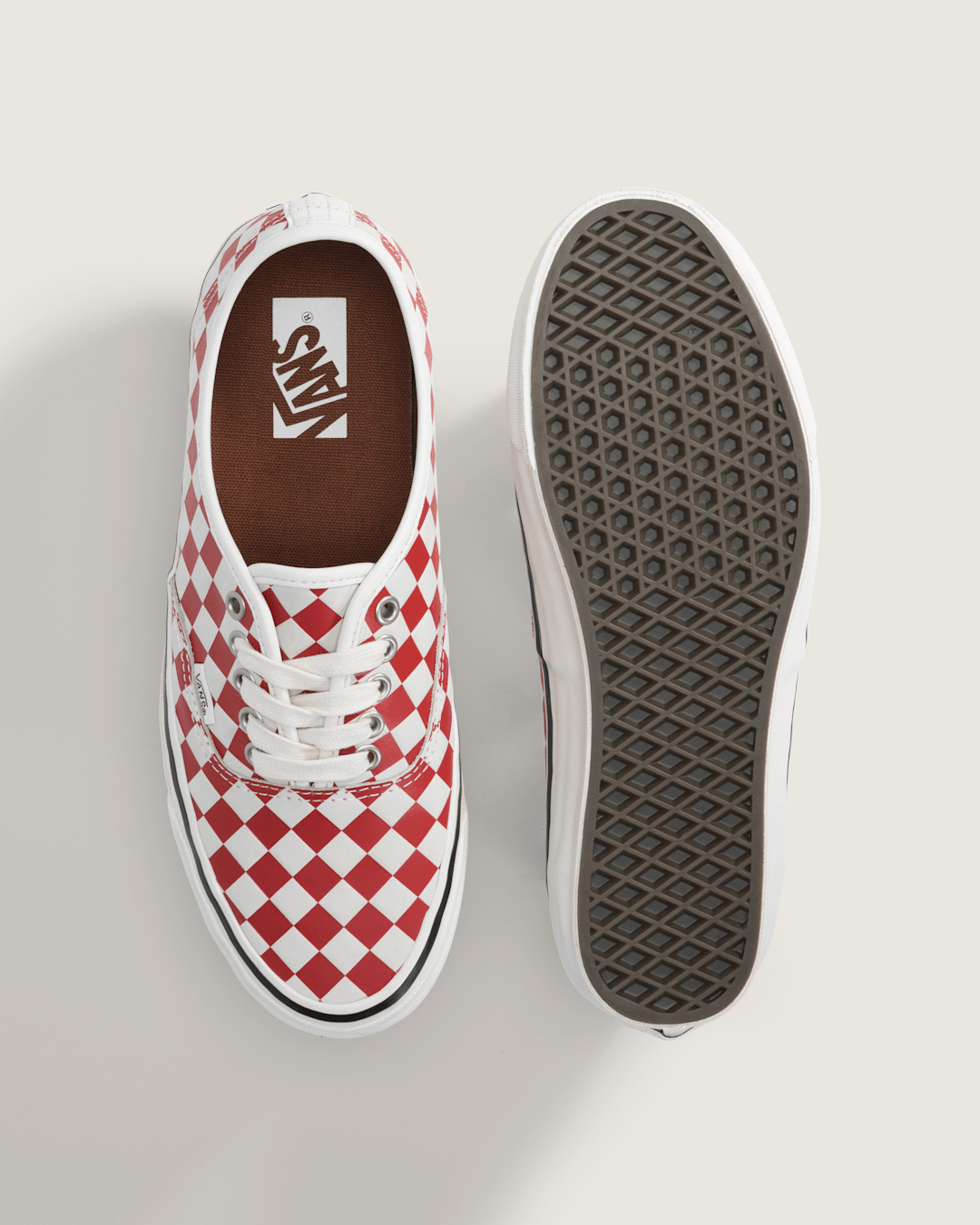 Vans Premium Authentic Checkerboard Shoe in Checkerboard Red / Marshmallow White