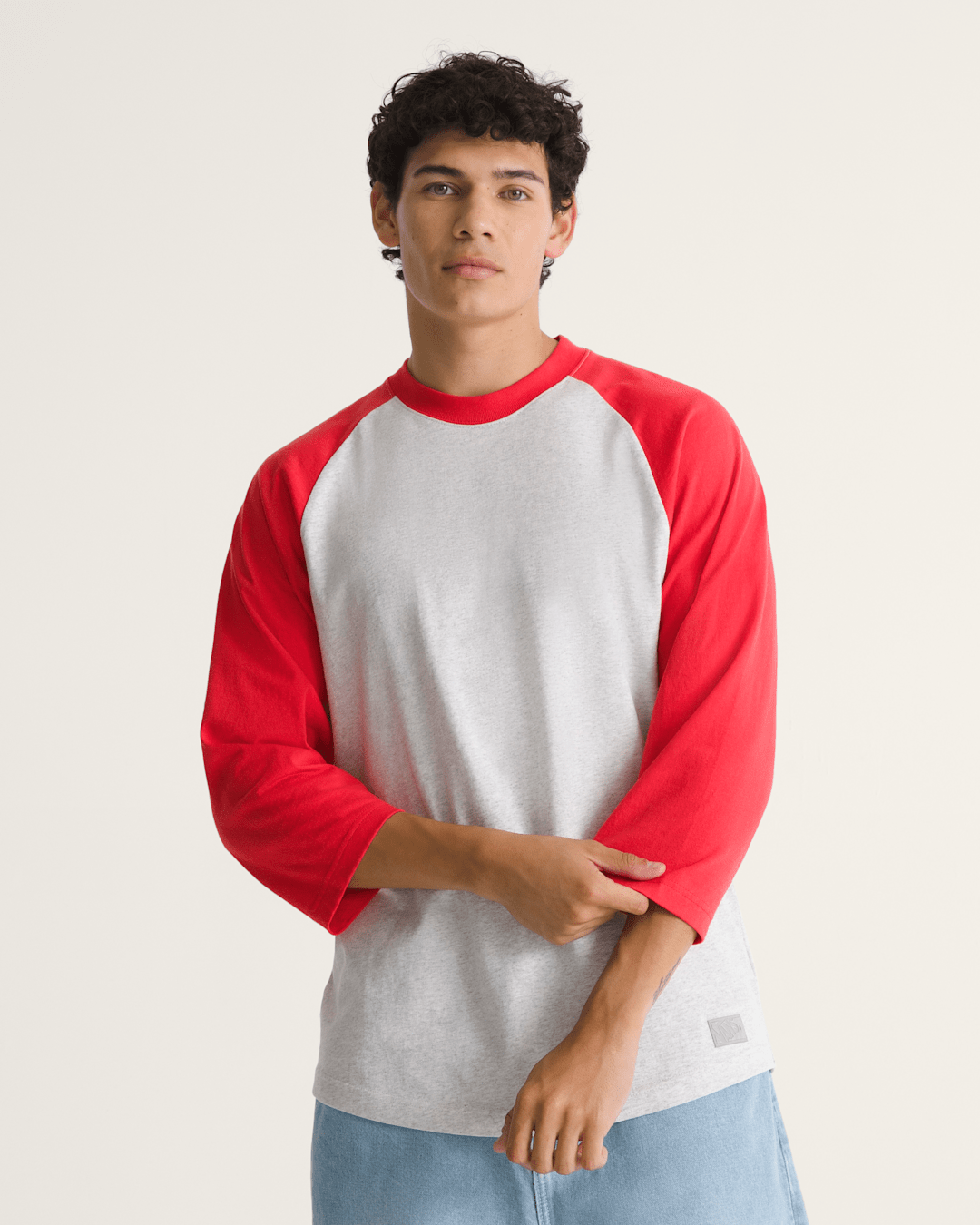 Vans Standard Raglan T-Shirt in Crimson Haze Red / Ash Heather Grey