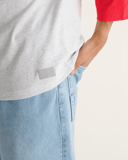 Vans Standard Raglan T-Shirt in Crimson Haze Red / Ash Heather Grey