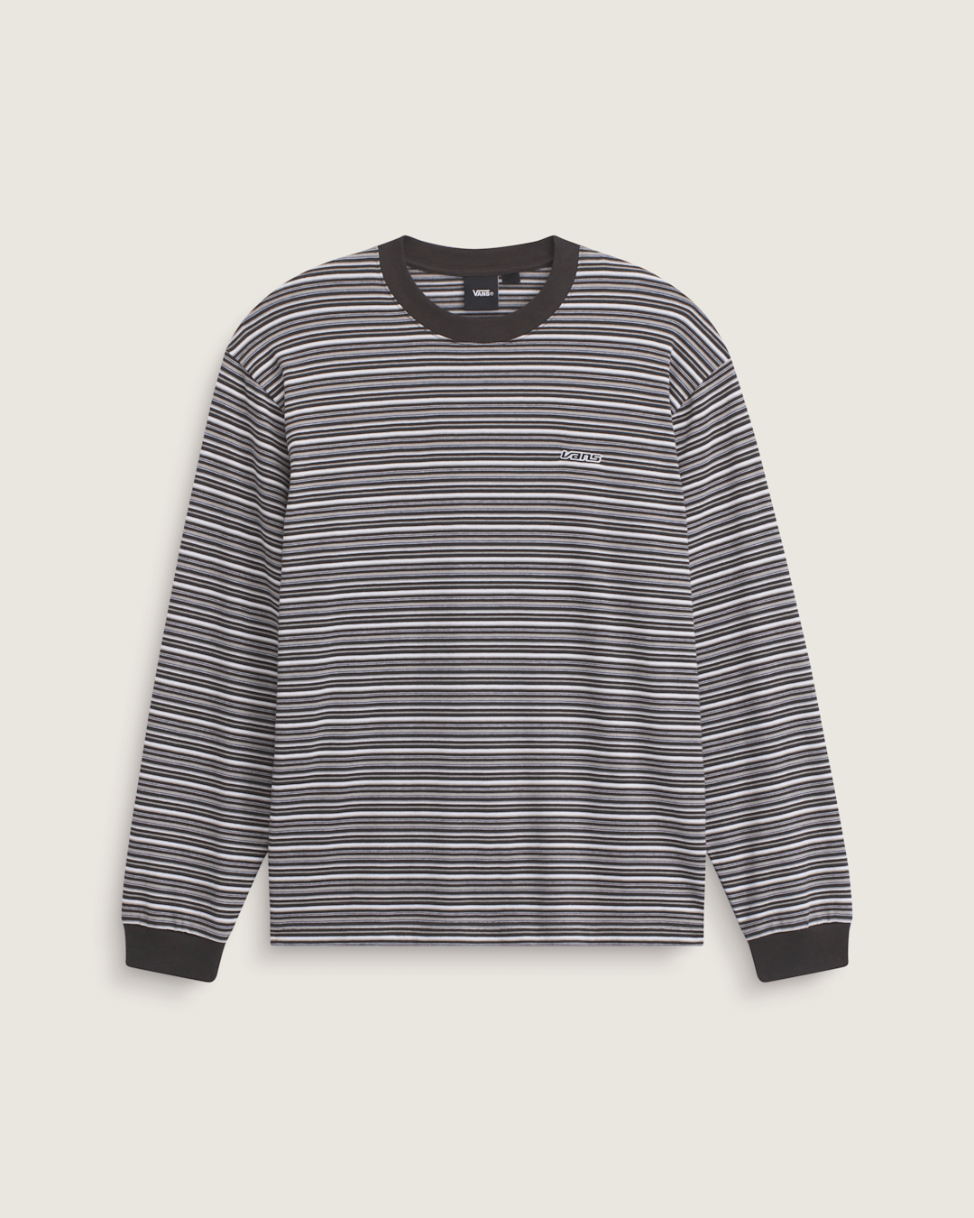 Vans Wesley Stripe Long Sleeve Knit Shirt in Faded Black