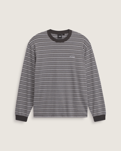 Vans Wesley Stripe Long Sleeve Knit Shirt in Faded Black