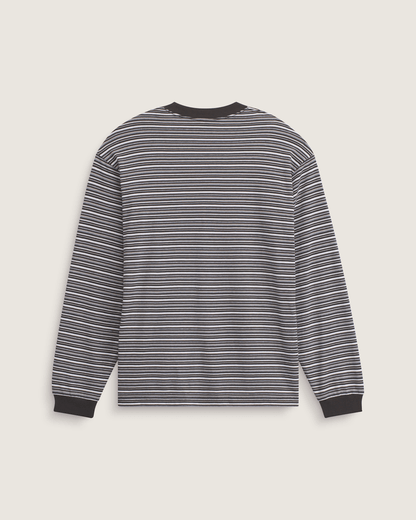 Vans Wesley Stripe Long Sleeve Knit Shirt in Faded Black