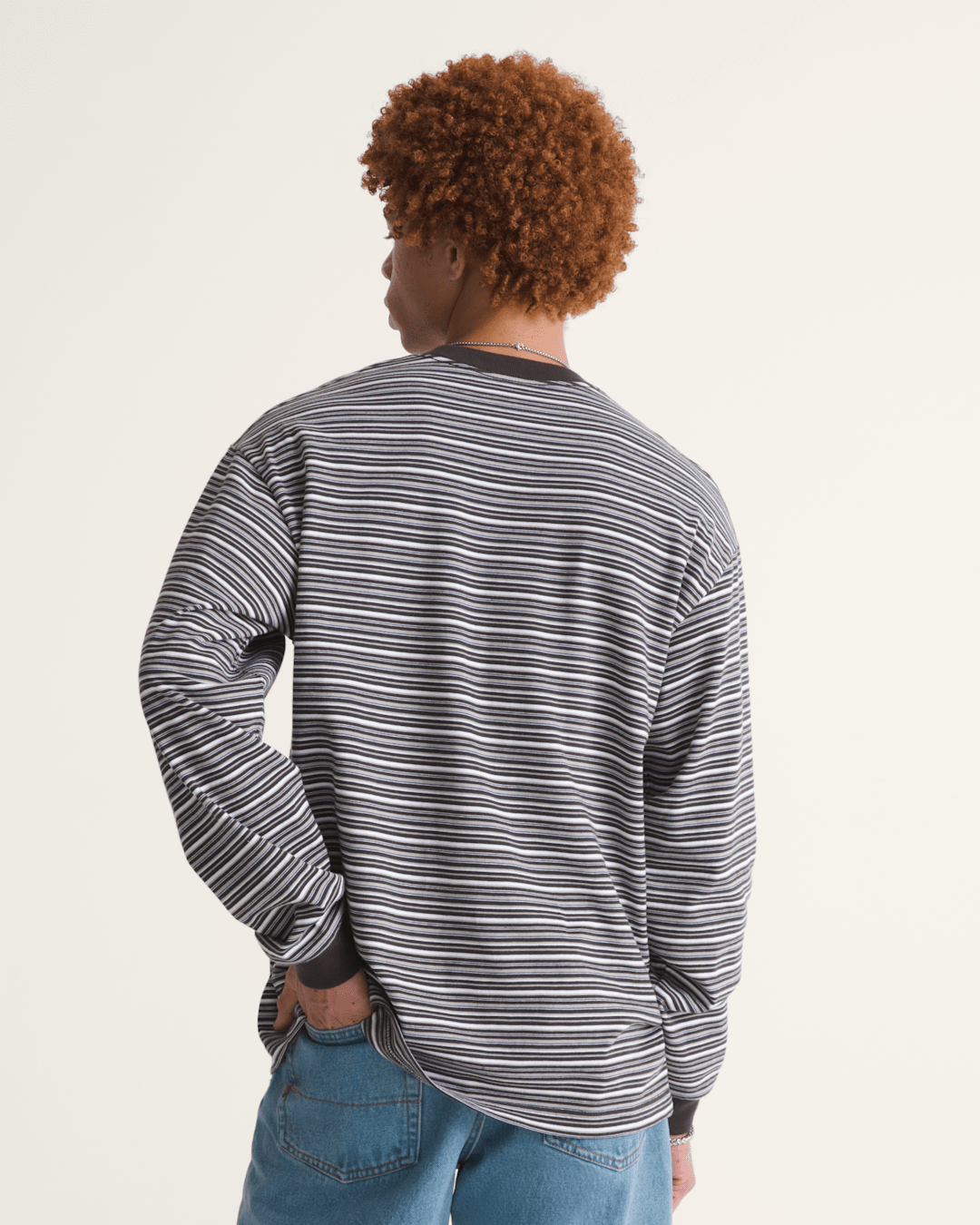 Vans Wesley Stripe Long Sleeve Knit Shirt in Faded Black