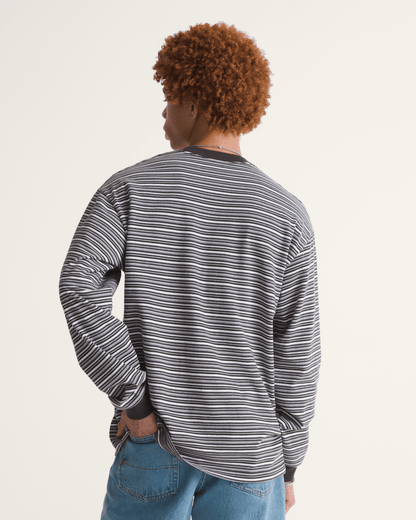 Vans Wesley Stripe Long Sleeve Knit Shirt in Faded Black