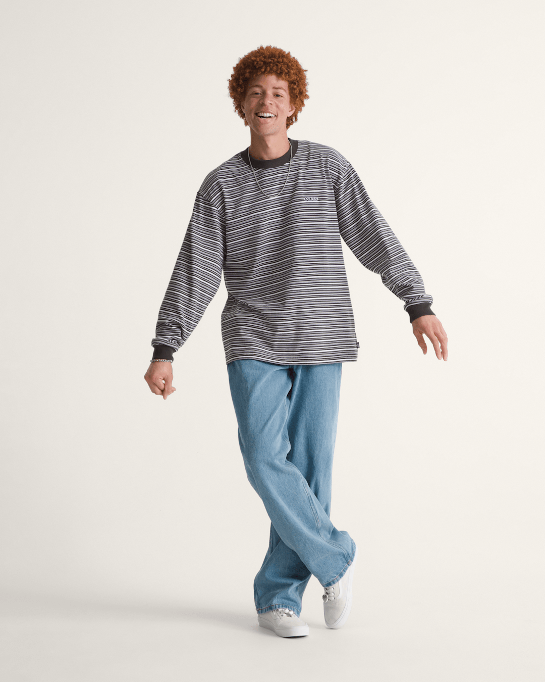 Vans Wesley Stripe Long Sleeve Knit Shirt in Faded Black