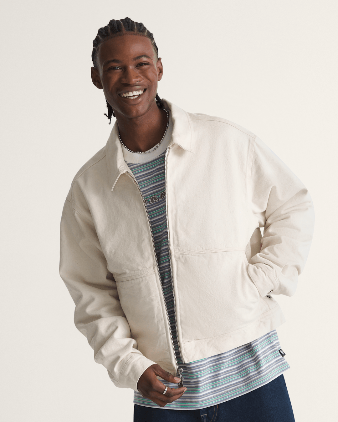 Vans Premium Denim Station Jacket in Natural Seed Beige