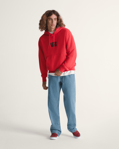 Vans Stretch Logo Pullover Hoodie in Crimson Haze Red
