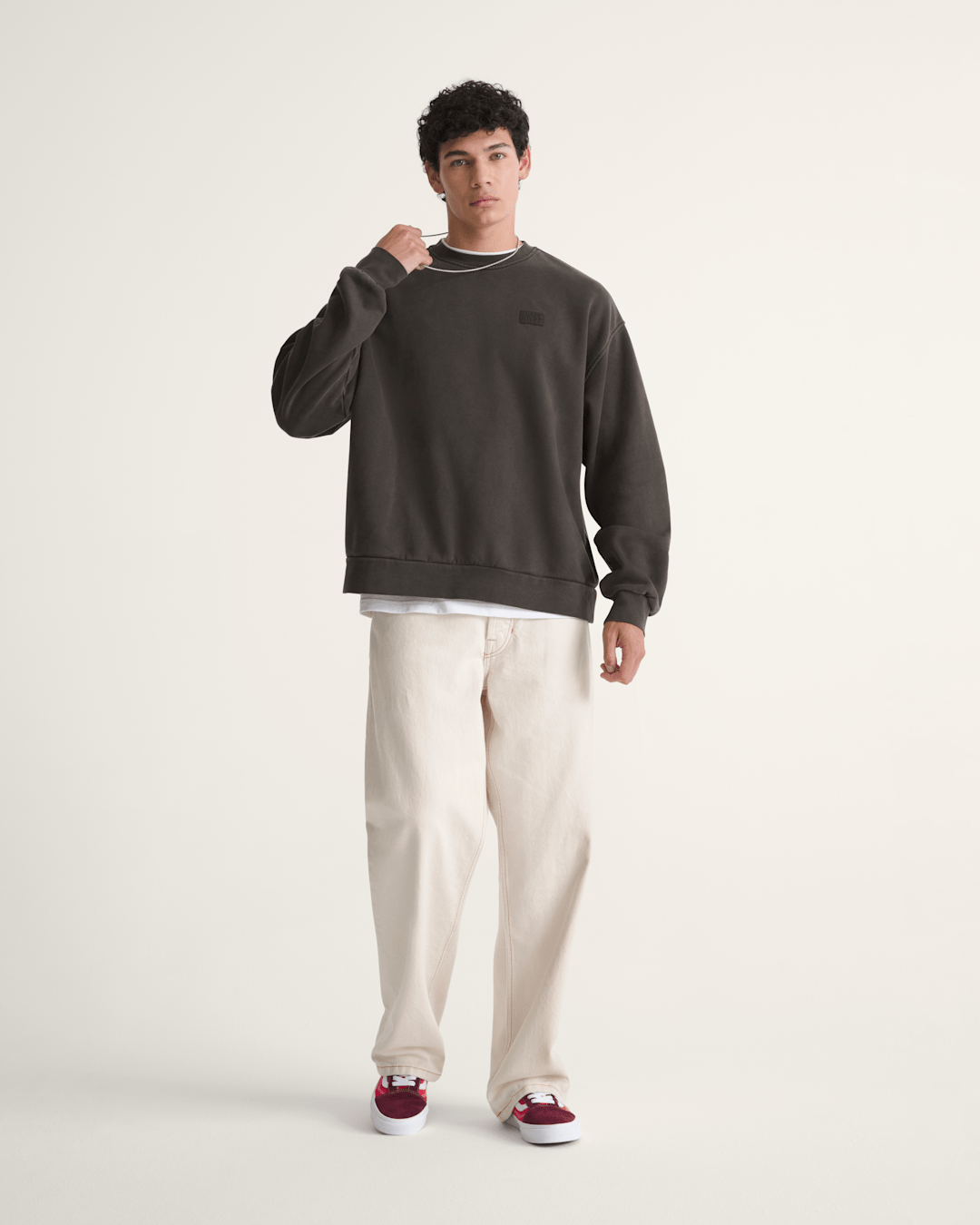 Vans Premium Check-5 Loose Denim Pants in Natural Seed Beige