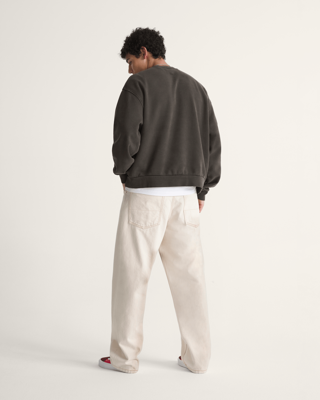 Vans Premium Check-5 Loose Denim Pants in Natural Seed Beige