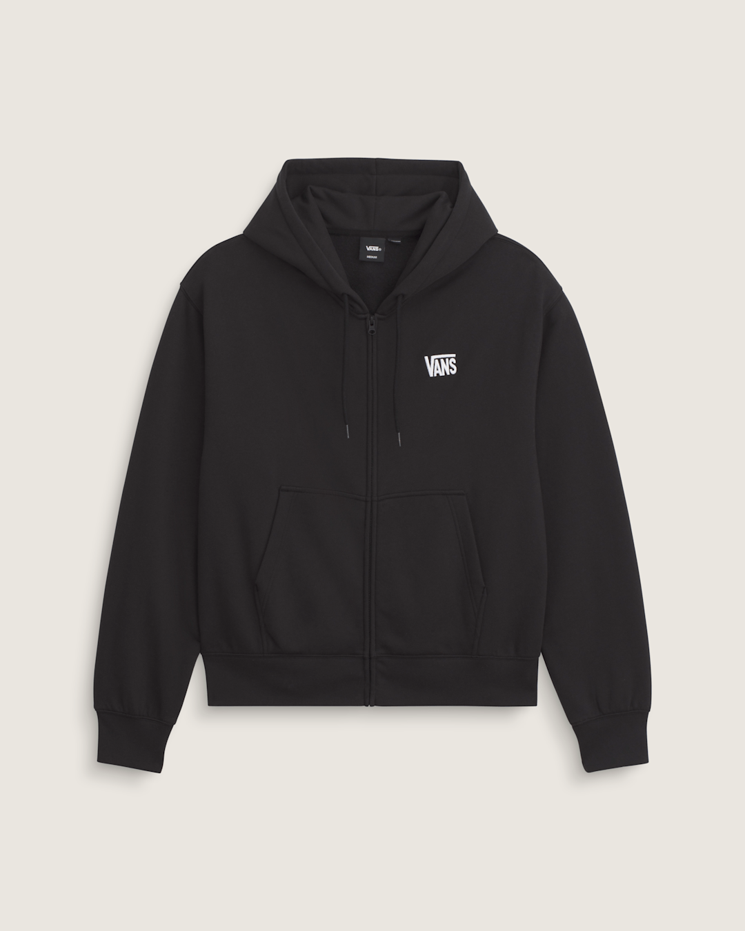 Vans Stretch Logo Zip Hoodie in Black / White