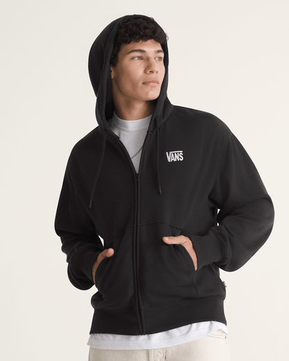 Vans Stretch Logo Zip Hoodie in Black / White