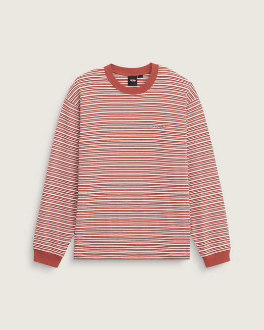 Vans Wesley Stripe Long Sleeve Knit Shirt in Light Bronze Brown