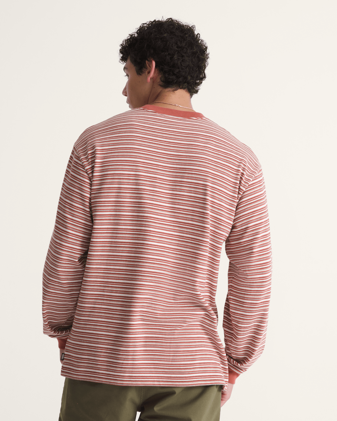 Vans Wesley Stripe Long Sleeve Knit Shirt in Light Bronze Brown
